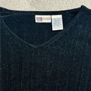 Vintage Faded Glory Black Ribbed Knit Sweater Women’s Large